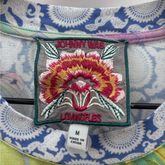 Johnny Was Cozumel Favorite Multicolor Floral and Butterfly Blouse Medium - Picture 2 of 7